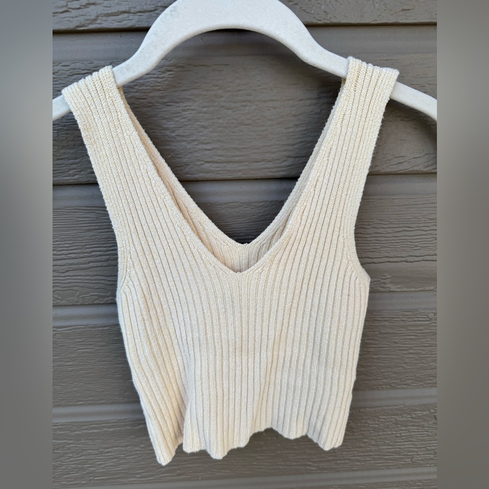 Brandy Melville Yellow Ribbed Tank Top OS - Picture 2 of 2